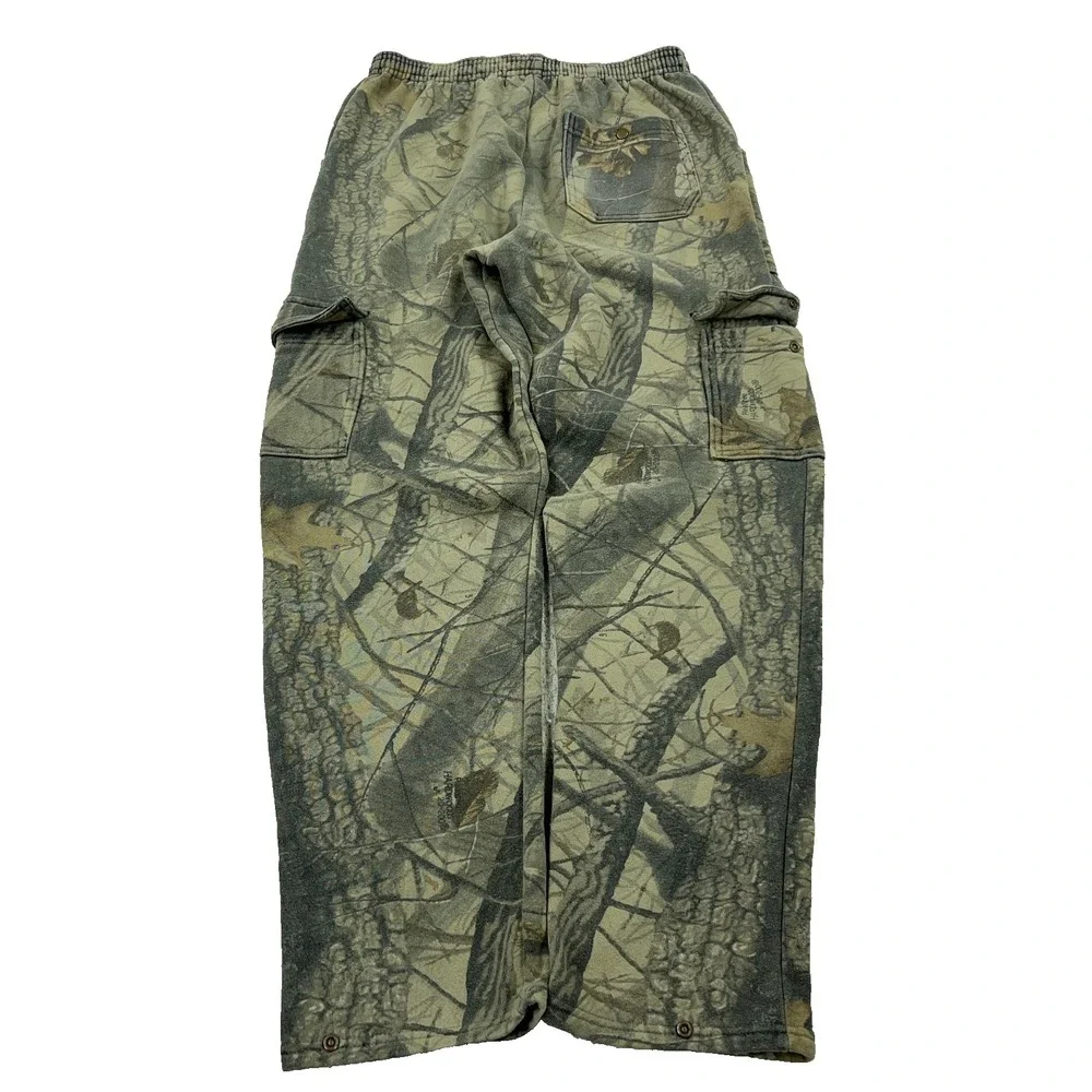 Vintage Jerzees Camo Sweatpants Men‎ Medium Cargo Jogger 90s Y2K USA Hardwoods
